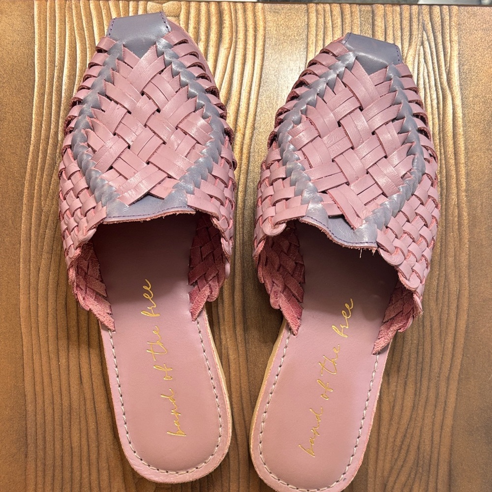 Band of the Free Pink and Blue Gray Woven Women's Mules